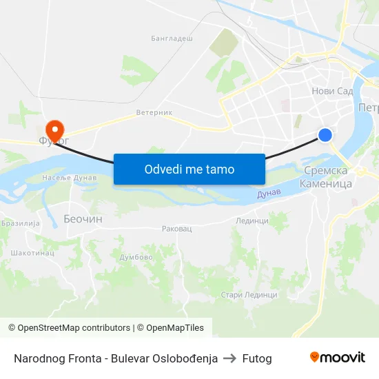 Narodnog Fronta - Bulevar Oslobođenja to Futog map