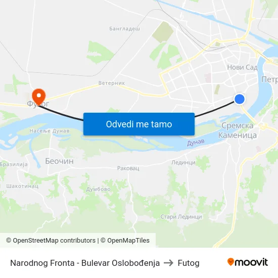 Narodnog Fronta - Bulevar Oslobođenja to Futog map