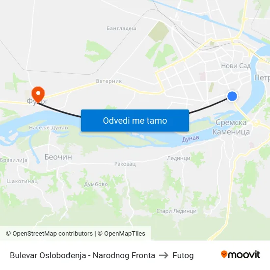 Bulevar Oslobođenja - Narodnog Fronta to Futog map