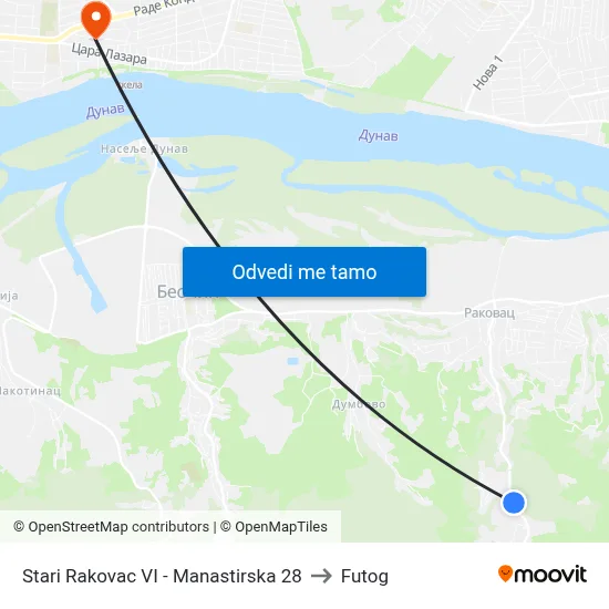 Stari Rakovac VI - Manastirska 28 to Futog map