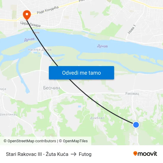 Stari Rakovac III - Žuta Kuća to Futog map