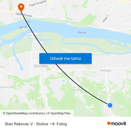 Stari Rakovac V - Stolice to Futog map
