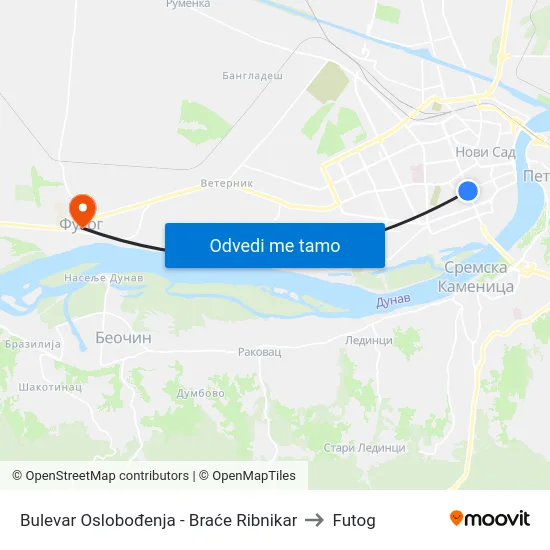 Bulеvar Oslobođenja - Braće Ribnikar to Futog map
