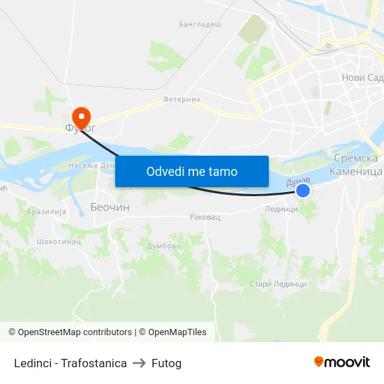 Ledinci - Trafostanica to Futog map