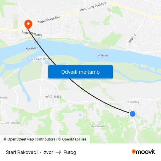 Stari Rakovac I - Izvor to Futog map