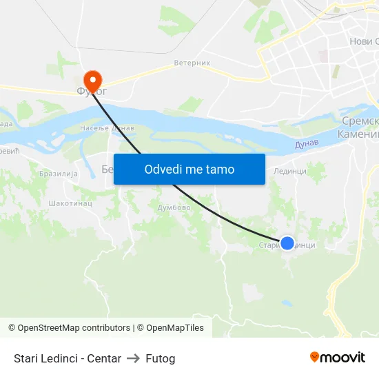 Stari Ledinci - Centar to Futog map