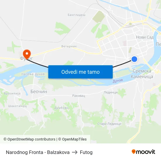 Narodnog Fronta - Balzakova to Futog map