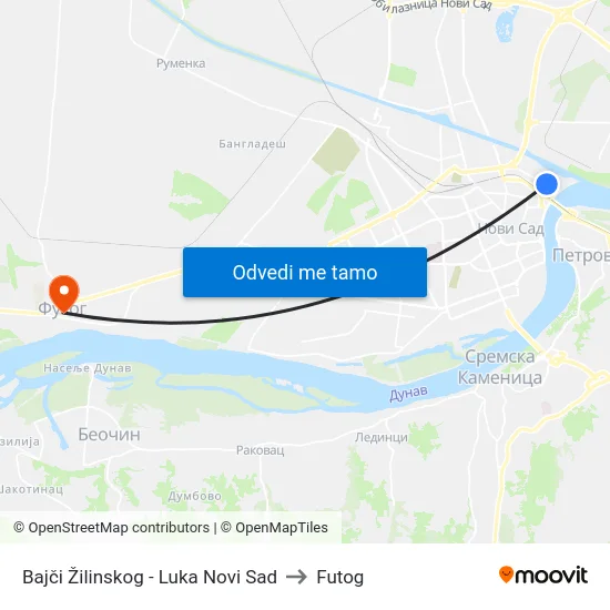Bajči Žilinskog - Luka Novi Sad to Futog map