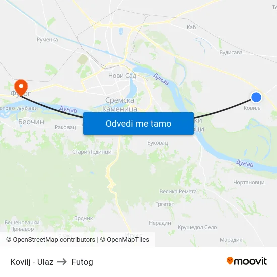 Kovilj - Ulaz to Futog map