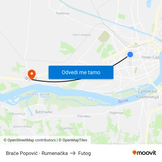 Braće Popović - Rumenačka to Futog map