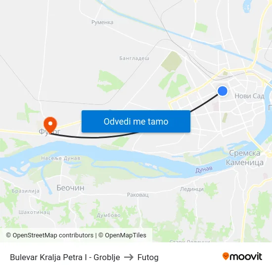 Bulevar Kralja Petra I - Groblje to Futog map