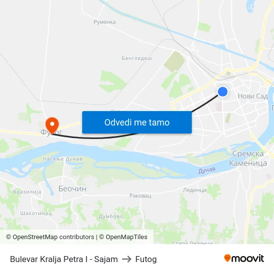 Bulevar Kralja Petra I - Sajam to Futog map