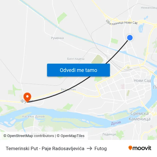 Temerinski Put - Paje Radosavljevića to Futog map