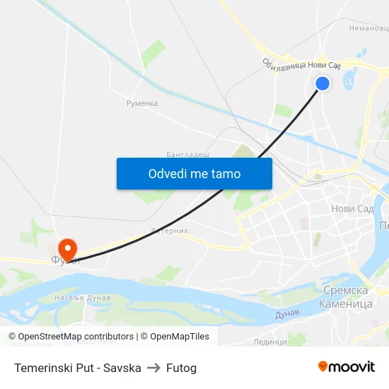 Temerinski Put - Savska to Futog map