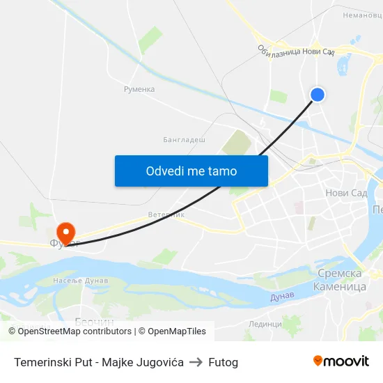 Temerinski Put - Majke Jugovića to Futog map