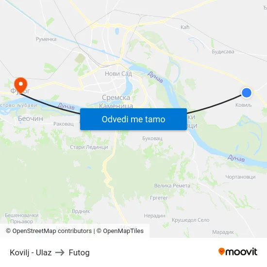 Kovilj - Ulaz to Futog map