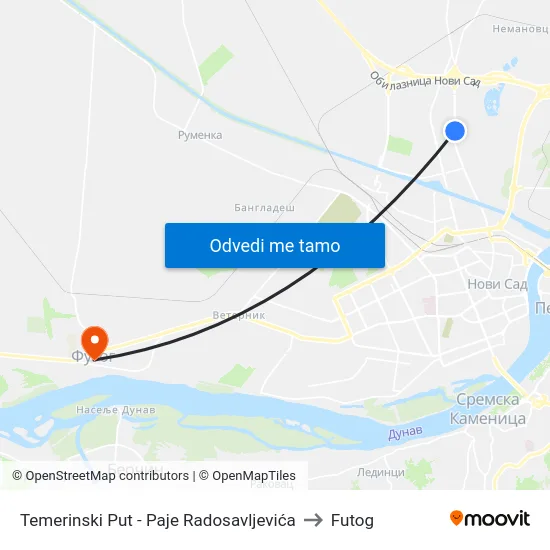 Temerinski Put - Paje Radosavljevića to Futog map