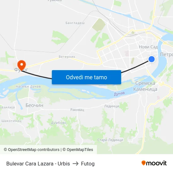 Bulevar Cara Lazara - Urbis to Futog map