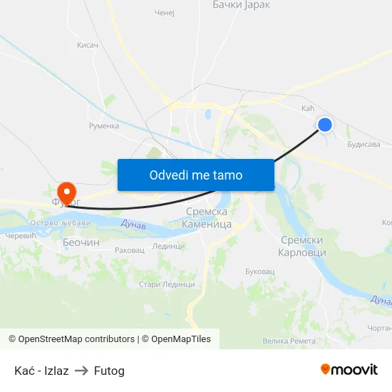 Kać - Izlaz to Futog map