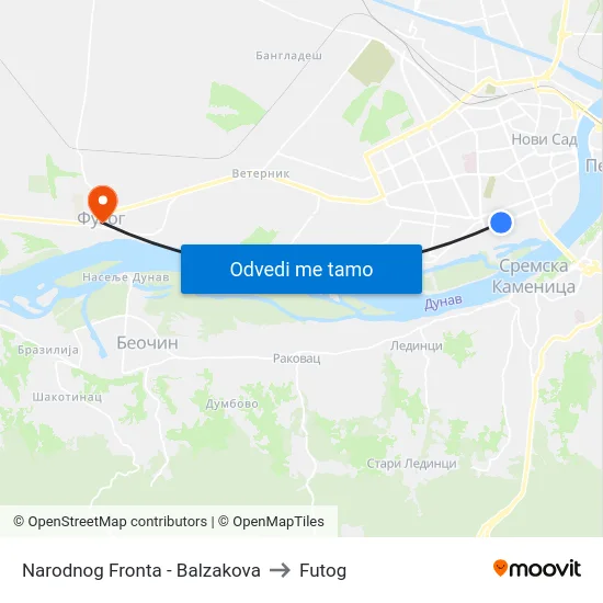 Narodnog Fronta - Balzakova to Futog map