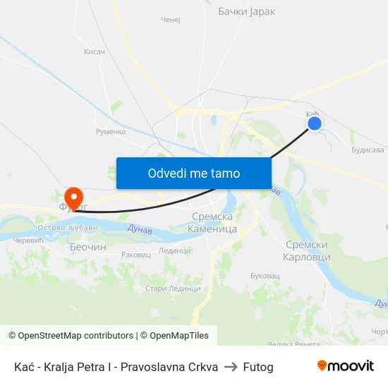 Kać - Kralja Petra I - Pravoslavna Crkva to Futog map