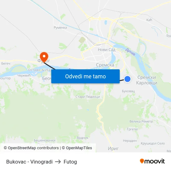 Bukovac - Vinogradi to Futog map