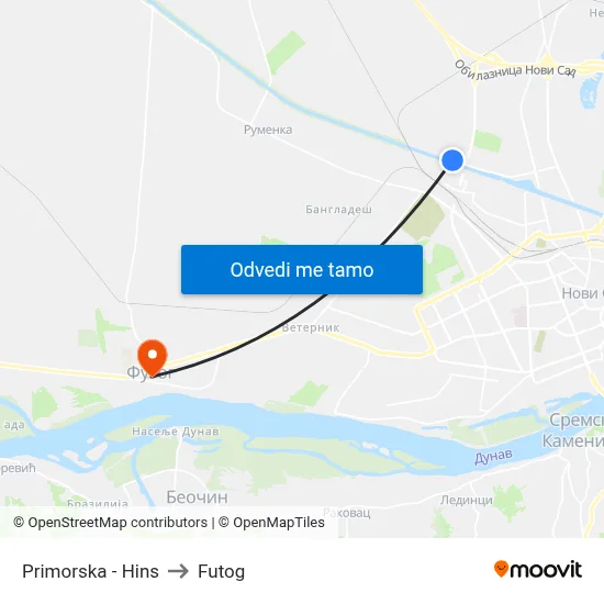 Primorska - Hins to Futog map