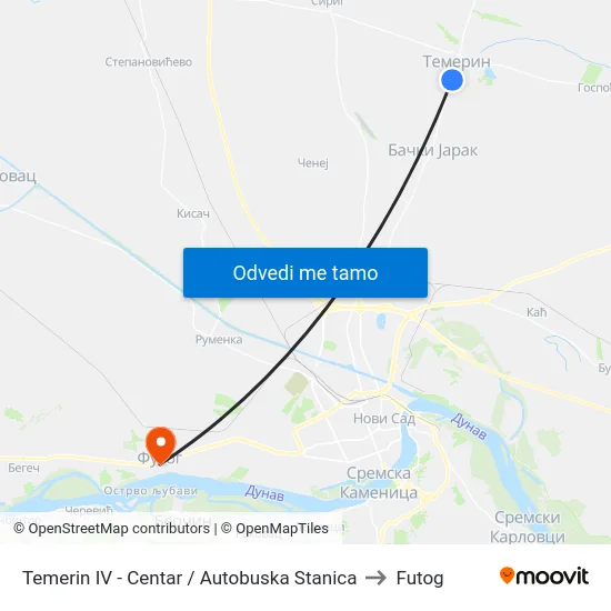 Temerin IV - Centar / Autobuska Stanica to Futog map