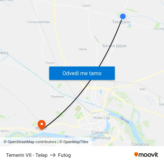 Temerin VII - Telep to Futog map