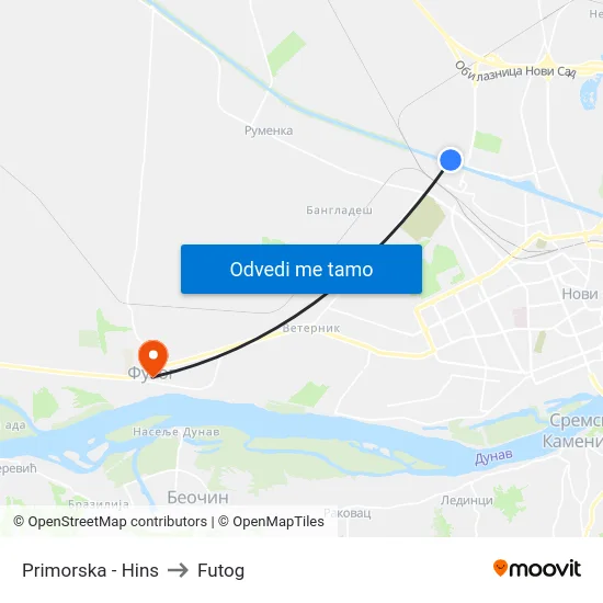 Primorska - Hins to Futog map