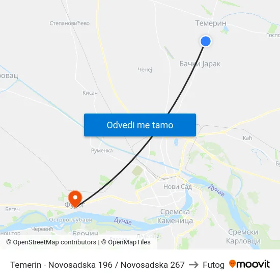 Temerin - Novosadska 196 / Novosadska 267 to Futog map