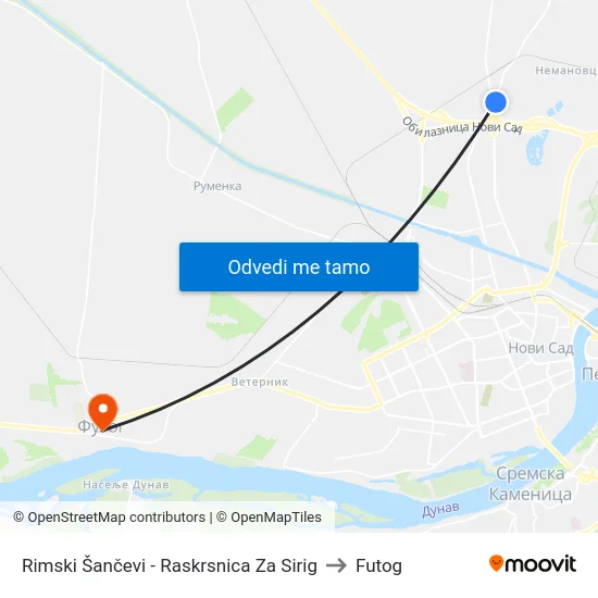 Rimski Šančevi - Raskrsnica Za Sirig to Futog map