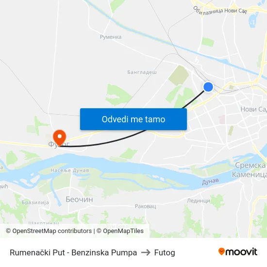 Rumenački Put - Benzinska Pumpa to Futog map
