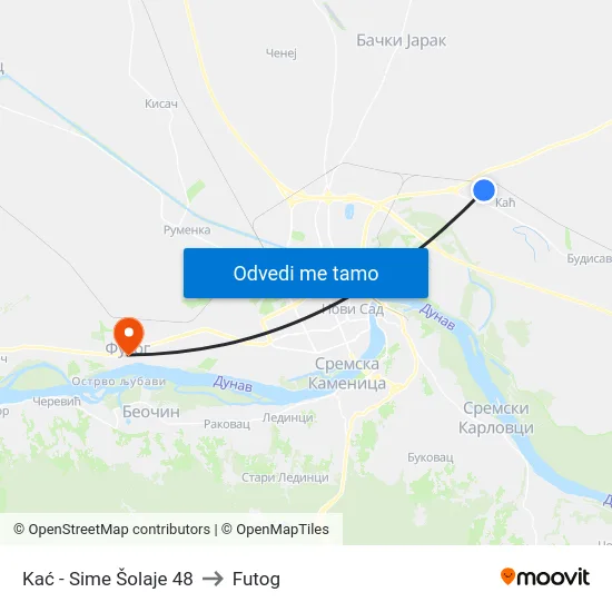 Kać - Sime Šolaje 48 to Futog map