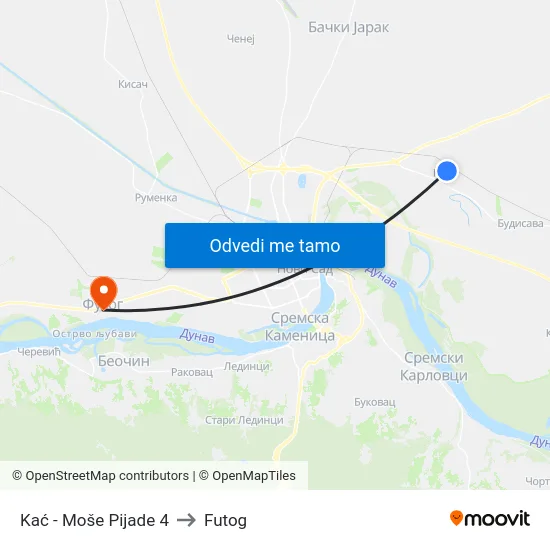 Kać - Moše Pijade 4 to Futog map