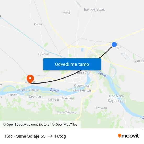 Kać - Sime Šolaje 65 to Futog map
