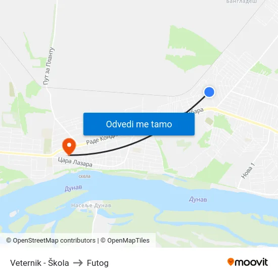 Veternik - Škola to Futog map