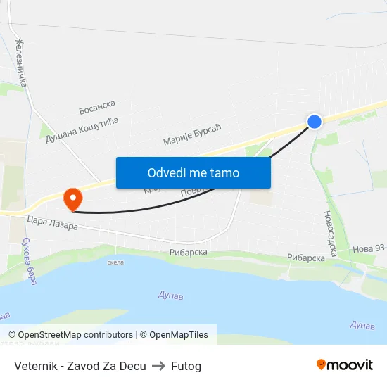Veternik - Zavod Za Decu to Futog map
