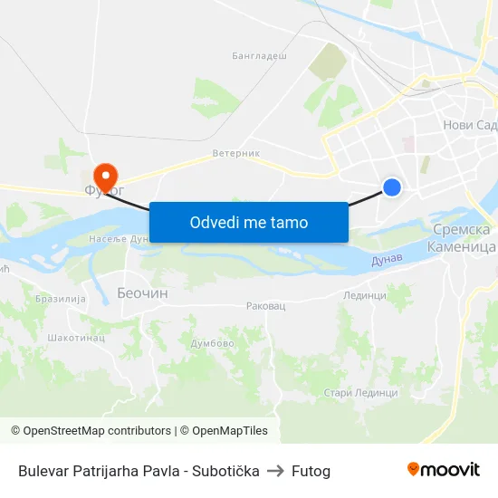 Bulevar Patrijarha Pavla - Subotička to Futog map