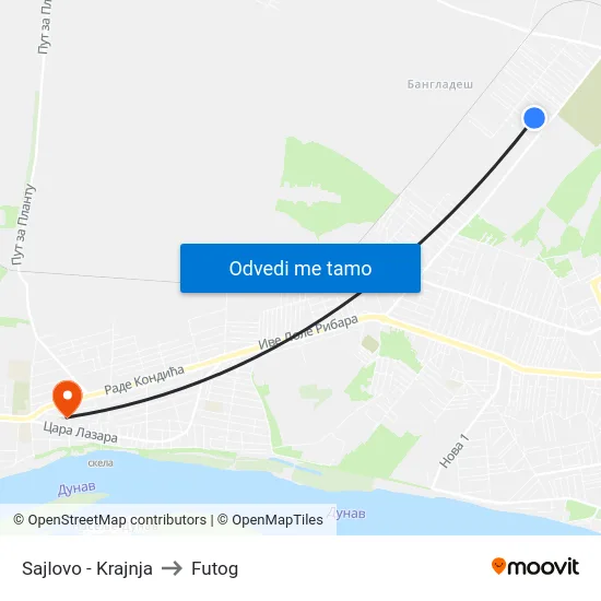 Sajlovo - Krajnja to Futog map
