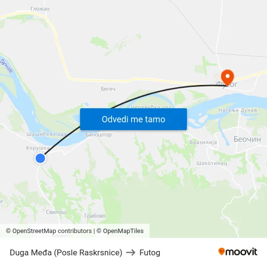 Duga Međa (Posle Raskrsnice) to Futog map