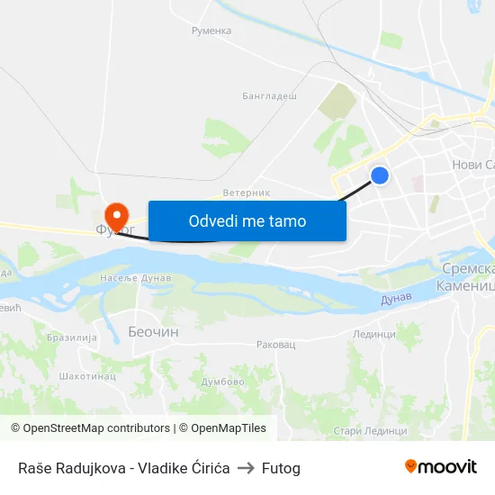 Raše Radujkova - Vladike Ćirića to Futog map