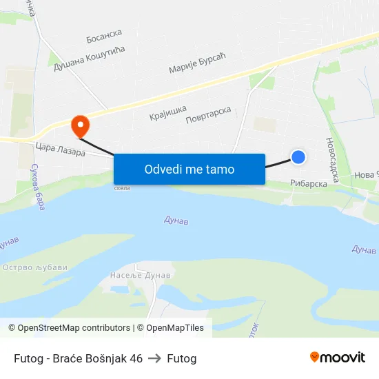 Futog - Braće Bošnjak 46 to Futog map