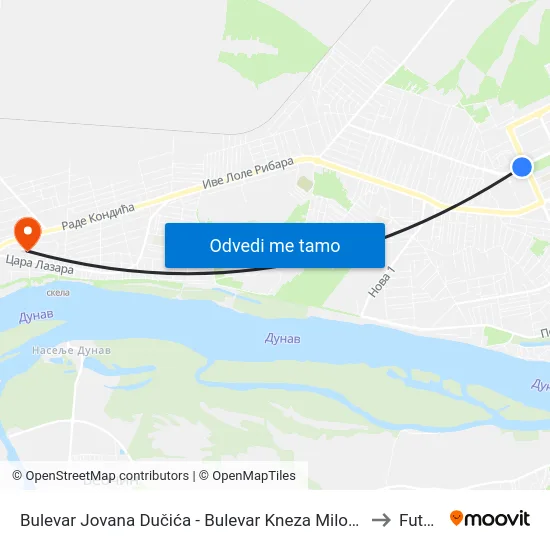 Bulevar Jovana Dučića - Bulevar Kneza Miloša to Futog map