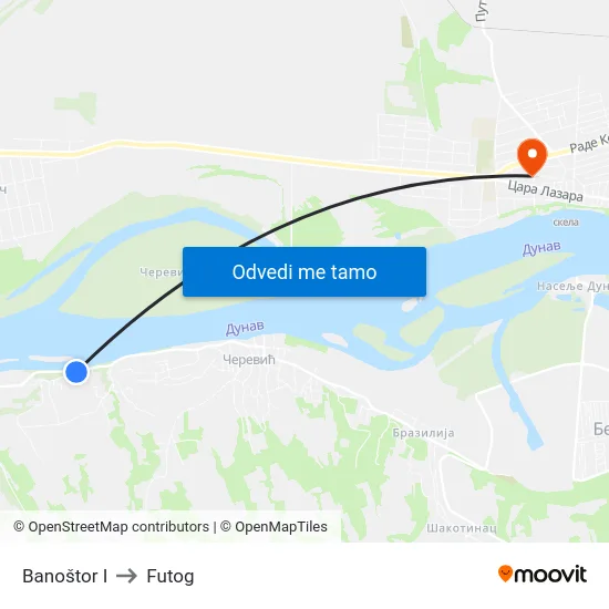 Banoštor I to Futog map