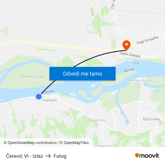 Čerević VI - Izlaz to Futog map
