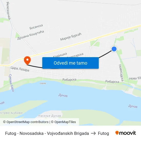 Futog - Novosadska - Vojvođanskih Brigada to Futog map