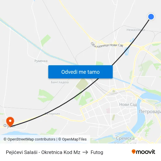 Pejićevi Salaši - Okretnica Kod Mz to Futog map