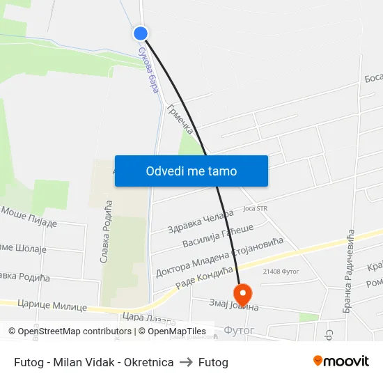 Futog - Milan Vidak - Okretnica to Futog map