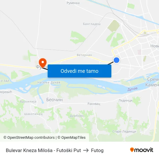 Bulevar Kneza Miloša - Futoški Put to Futog map